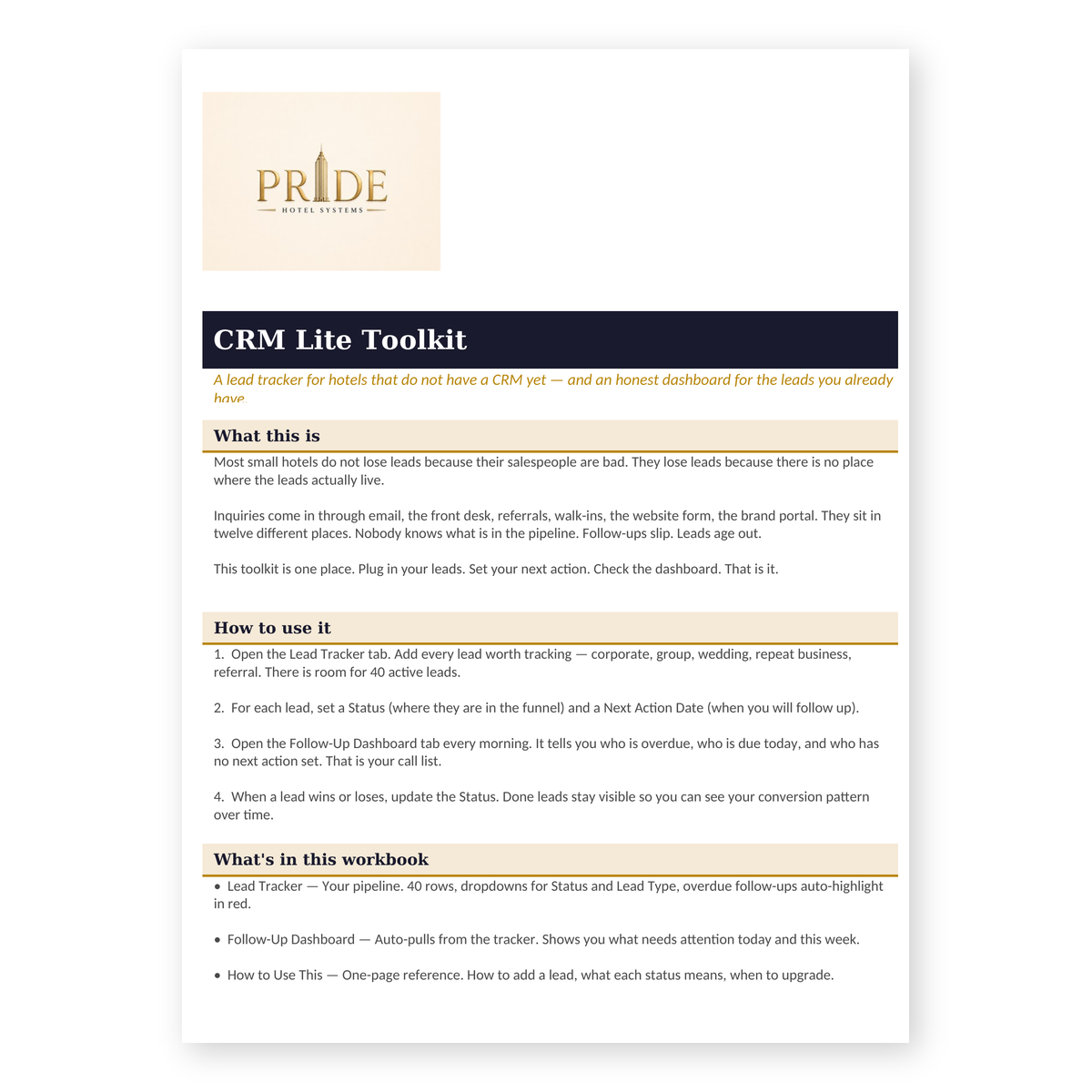 Hotel CRM-Lite Toolkit | Free Download